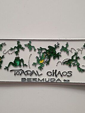 Toadal Chaos Bermuda Enamel Magnet With Frogs Design